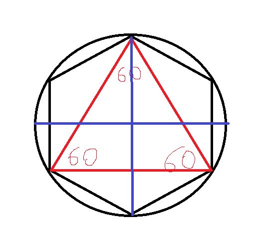 Как нарисовать равносторонний. Равносторонний треугольник в круге. Построение правильного треугольника в окружности. Построение правильного треугольника вписанного в окружность. Треугольник вписанный в правильный шестиугольник.