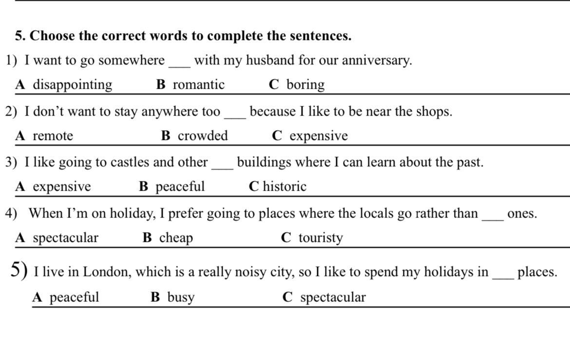 Choose the correct words 9 класс