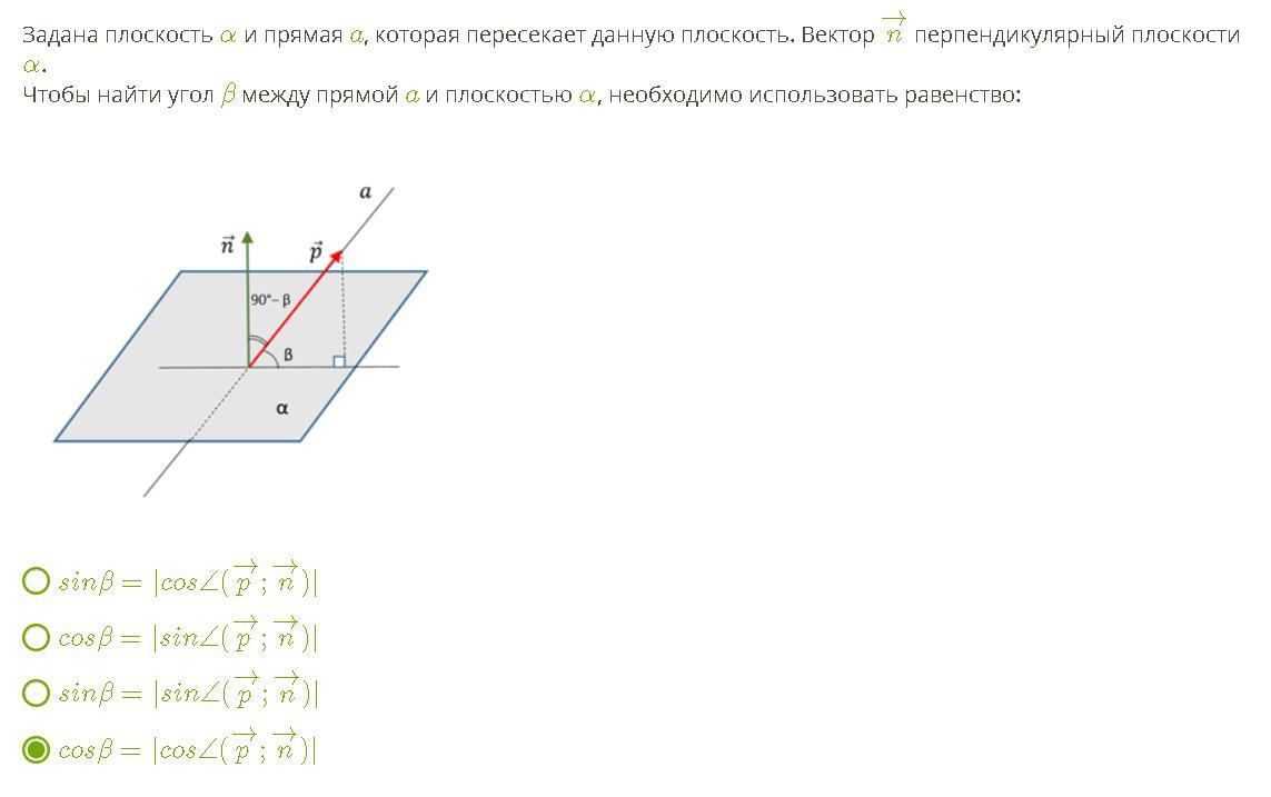 Соответствие между плоскостью и точкой. Угол между плоскостями через векторы. Как найти угол между прямой и плоскостью. Угол между вектором и плоскостью. Угол между прямой и плоскостью через векторы.