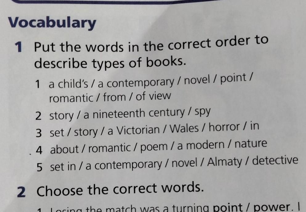 Put the words in the correct older. Put the Words in the correct order. Put the URL Parts in the correct order.