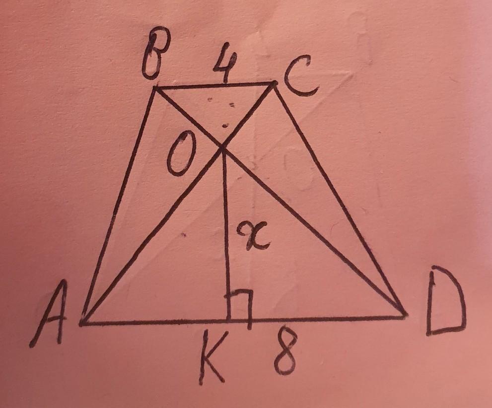 Равен 54. AC bd 8 ABCD-трапеция. ABCD трапеция ad=8 BC =4. ABCD трапеция BC ad BC 4. Диагонали трапеции.