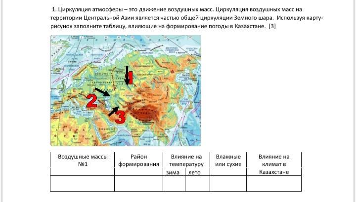 Где зимой господствует тропическая воздушная масса. Циркуляция атмосферы центральной Азии. Воздушные массы Казахстана. Воздушные массы Казахстана карта. Циркуляция атмосферы воздушные массы таблица.