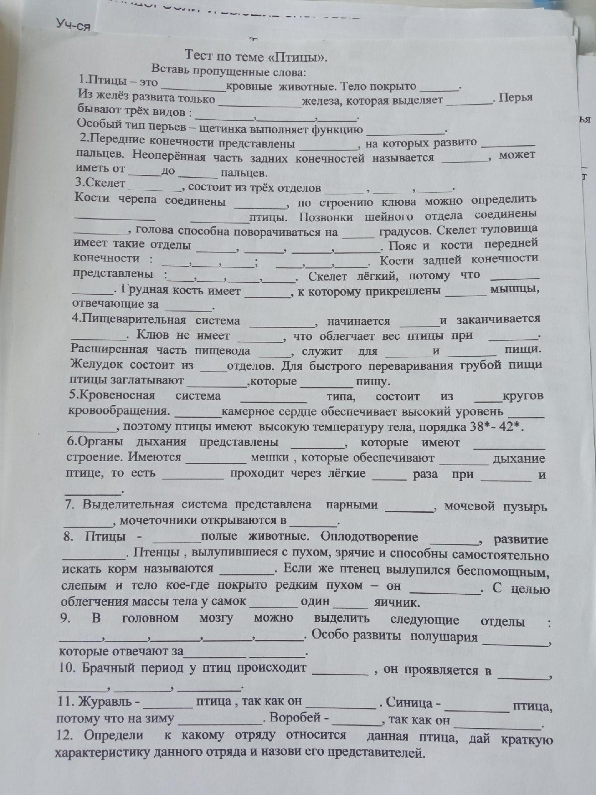 Тест биология 7 класс птицы. Тест по биологии 7 класс птицы. Ответы класс птицы зачёт 5 7 класс.