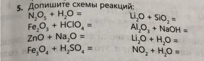 Допишите схемы реакций и составьте уравнения li li2o