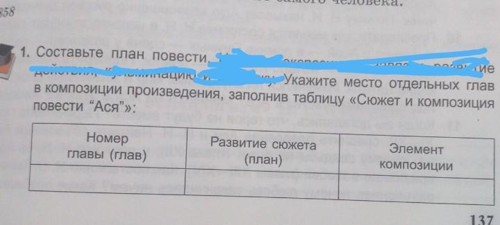 План ася по главам повести