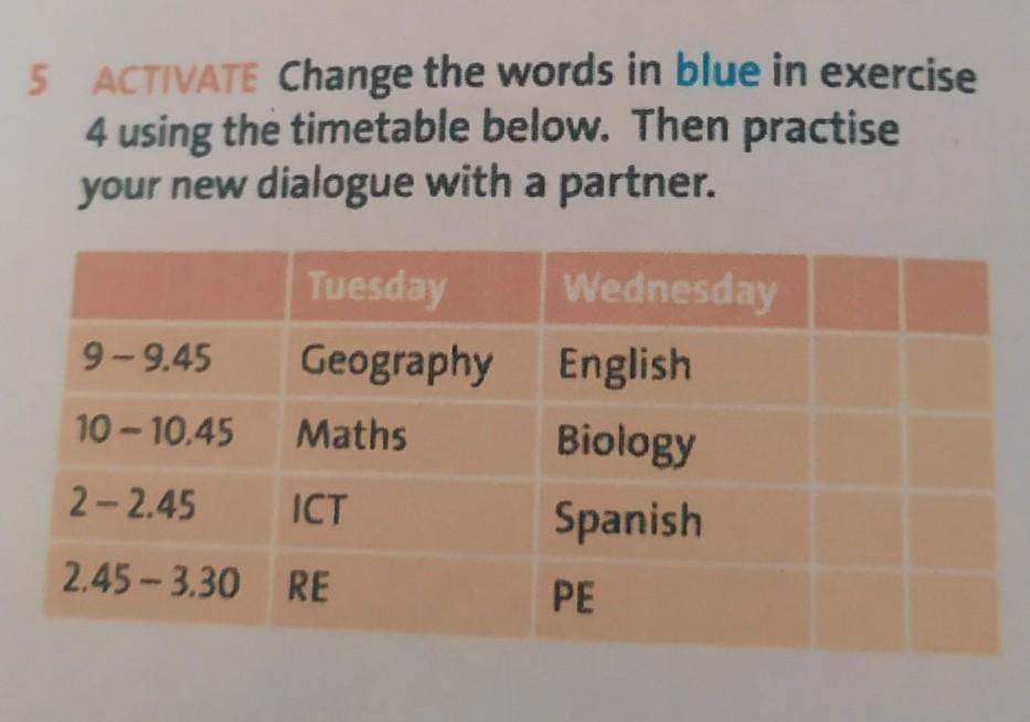 4 complete the dialogue use. Activate change the Words in Blue in exercise 4 using the timetable. Spotlight 5 1a 1 what s the timetable ответы. Look at the timetable complete the questions and answers страница 13. Complete with the Words in exercise 1.