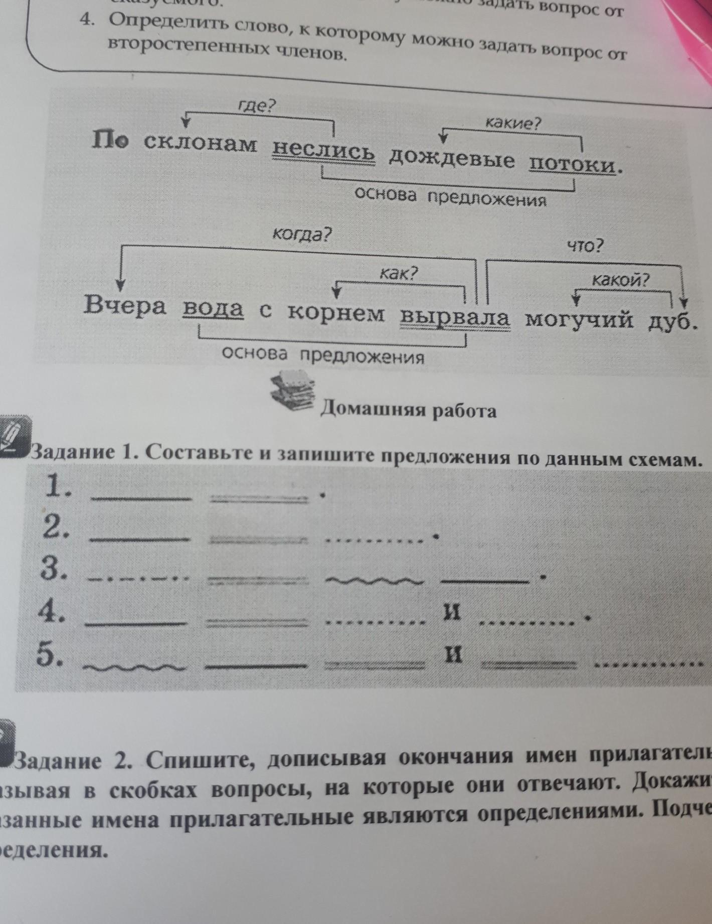 Составьте и запишите предложения по данным схемам