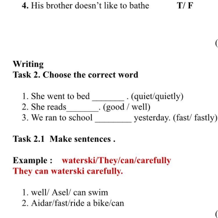 Task 2 choose the right answer. Choose the correct Word. Task 2 circle the correct Word.