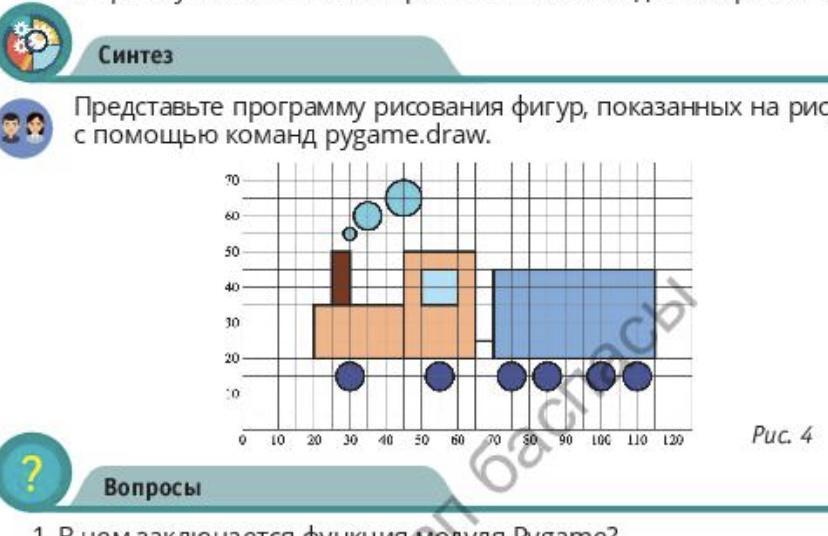 Представьте программу рисования фигур показанных на рисунке 4 с помощью команд pygame draw