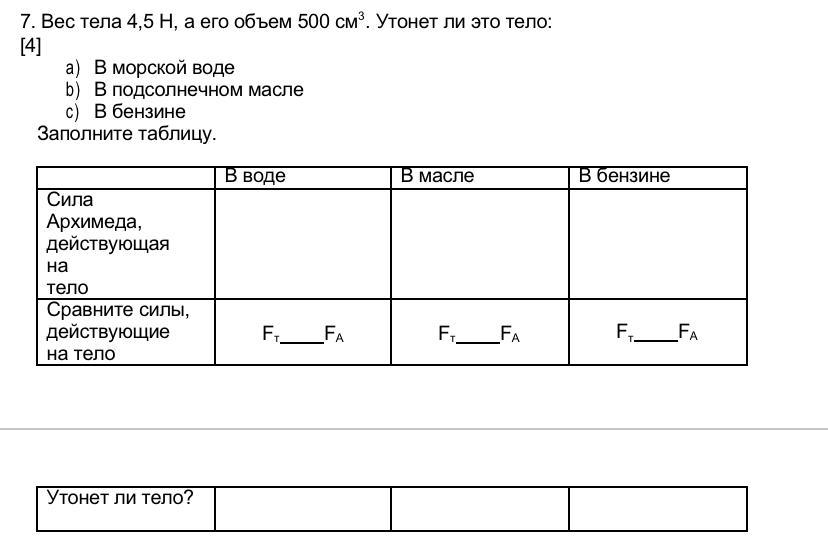 Тело 4 плотности. Объём тела 500 см3 а его вес 5н утонет ли это тело в воде. Вес тела 4,5 h а его объем 500 см. Объем тела 500 см3 а его вес 5 н утонет ли это тело в спирте. Объем тела 400 см3 а его вес 4н утонет ли это тело в воде.