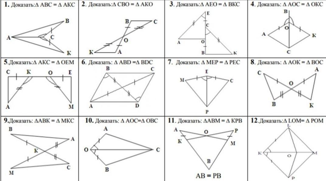 Признаки равенства треугольников свойство равнобедренного треугольника