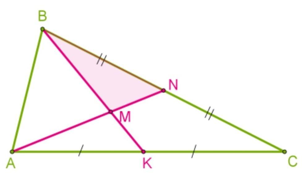 Треугольник абс равно треугольнику м. Определи площадь треугольника ABC. В треугольнике АВС проведенные Медианы an и BK. В треугольнике ABC проведены Медианы an и BK пересекаются в точке m. В треугольнике АВС проведённые Медианы an и BK пересекаются в точке.