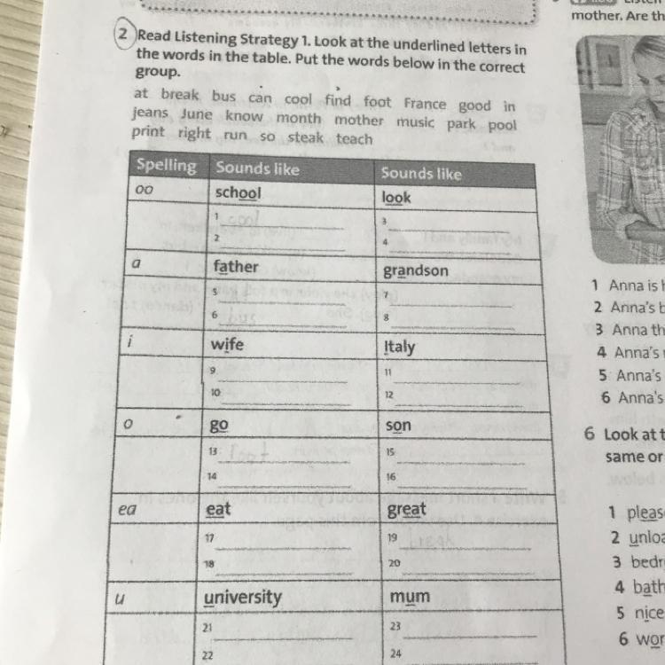 Read the listening strategy. Change the underlined Letters to make up New Words Верещагина. Change the underlined Letters to make up New Words перевод. Read about two Family Businesses and underline the Family Words. Look at the underlined Letters in each pair of Words is the pronunciation the same or different.