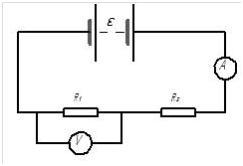 В схеме показанной на рисунке r1 меньше r2 что произойдет с показаниями амперметра и вольтметра