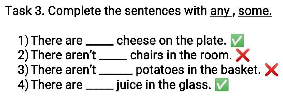 There some Cheese on the Plate. Is или are. Cheese is или are. Complete the sentences with some any no. Complete the sentences with some or any.