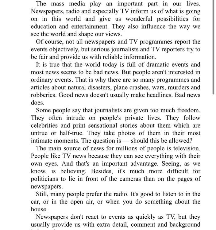 Life ответы. Do the Media Play an important Part in your Life ответ на вопрос. Do you think that the Media influence our Life. Ответы на вопросы do the Mass Media Play an important Part. Reading is an important Part of our Life ответы.