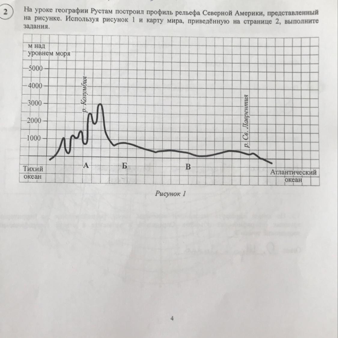 На уроке географии вероника построила профиль рельефа северной америки представленный на рисунке 1