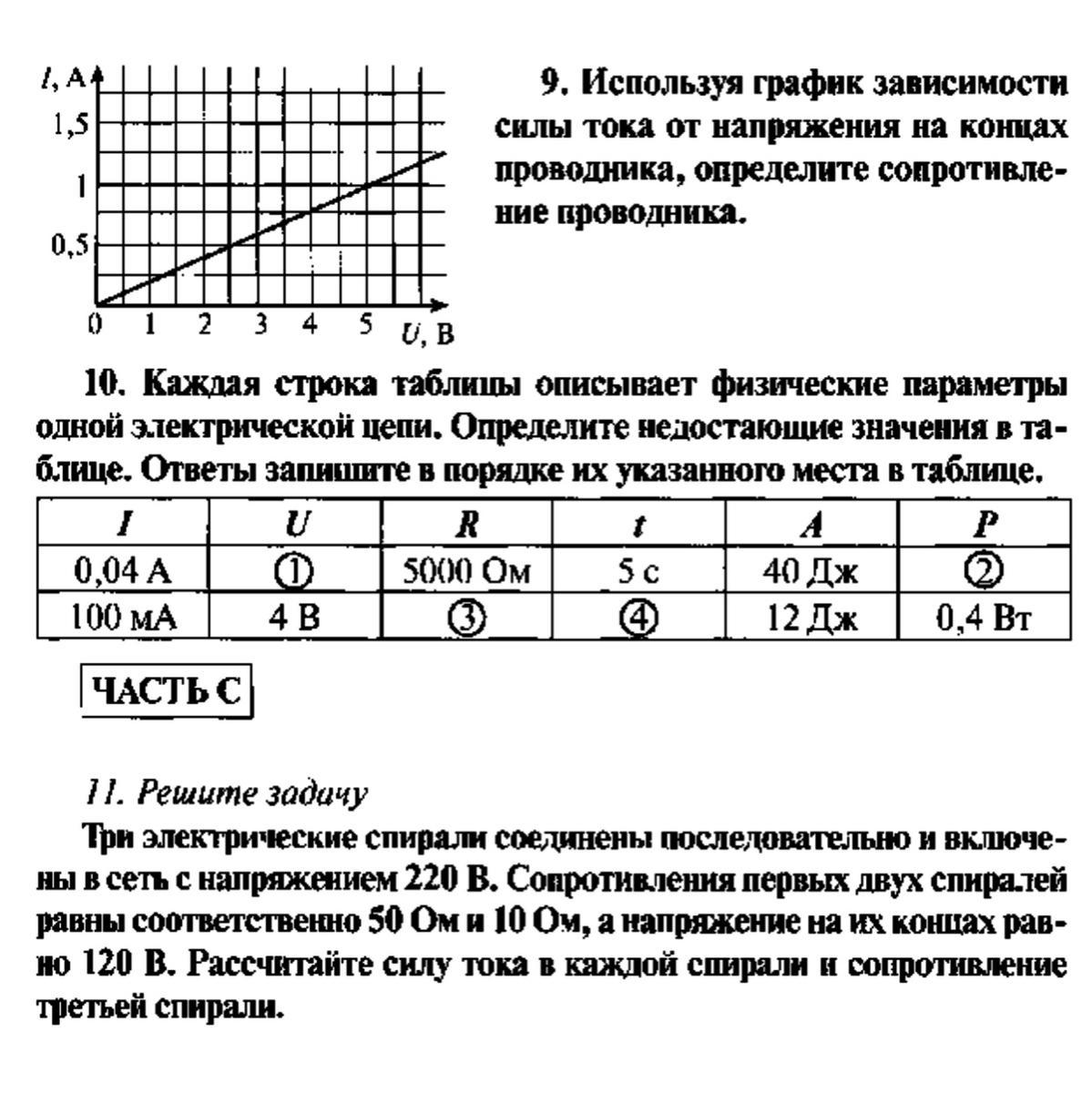 На рисунке изображен график зависимости силы тока от напряжения на одной секции