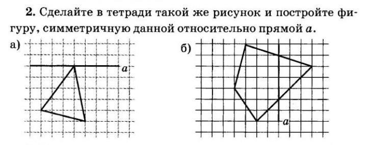 Сделайте в тетради такой же рисунок и постройте фигуру симметричную данной относительно прямой л