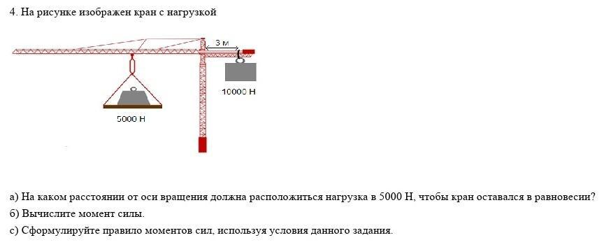 На рисунке изображен подъемный кран с противовесом на каком расстоянии от оси вращения