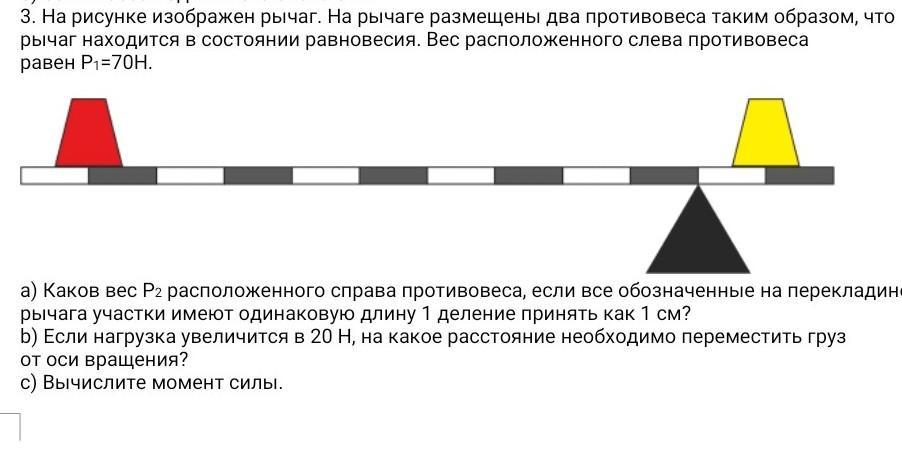 На рисунке изображен рычаг на котором имеются крючки прикрепленные через одинаковые