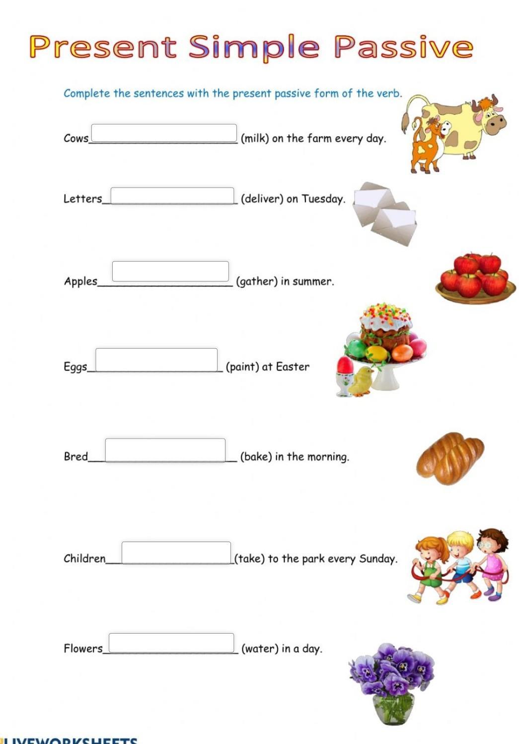 Complete with present or past passive. Present Passive Voice. Present simple Passive ESL. Симпл пассив. Passive Voice Worksheets.