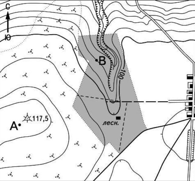 План местности в масштабе в 1 сантиметр 100 метров