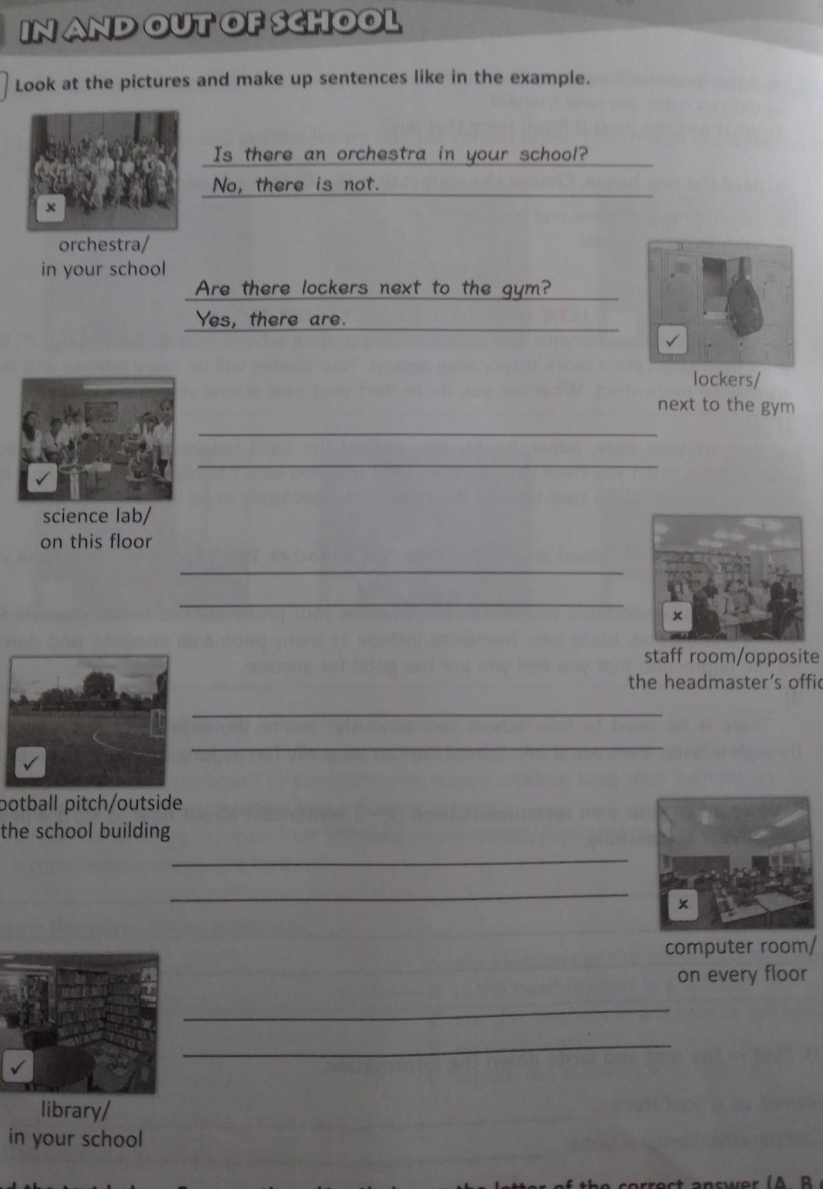 Look at the pictures and sentences