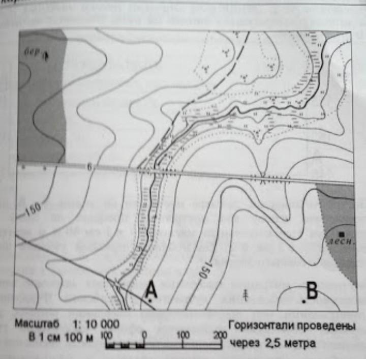 Используя карту атласа план местности определите азимут от церкви до деревянного моста