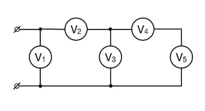 Соберите цепь изображенную на рисунке. Вольтметр ключ батарейка схема. Амперметр одинаковая в цепочке. Цепь только из вольтметров. Четыре одинаковых амперметра.