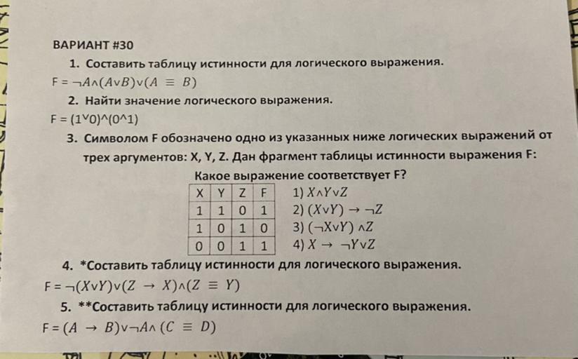 Составь таблицу значений 1. Нахождение значения логического выражения. Укажите значение логического выражения. Определите значение логического выражения. Составьте таблицу истинности для логического выражения AVB.