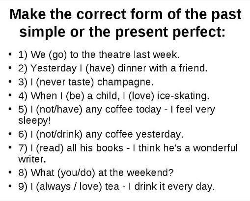 Present perfect упражнения презентация