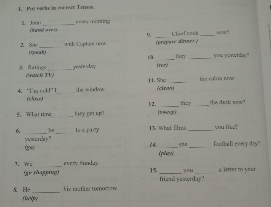 Write the verb in the correct tense. Put the verbs in the correct Tense. Put the verbs into the correct Box. Put the verbs in the correct Tenses. Sam (Play) Handball every Wednesday. Andy is tired because he work 7 Days a week.