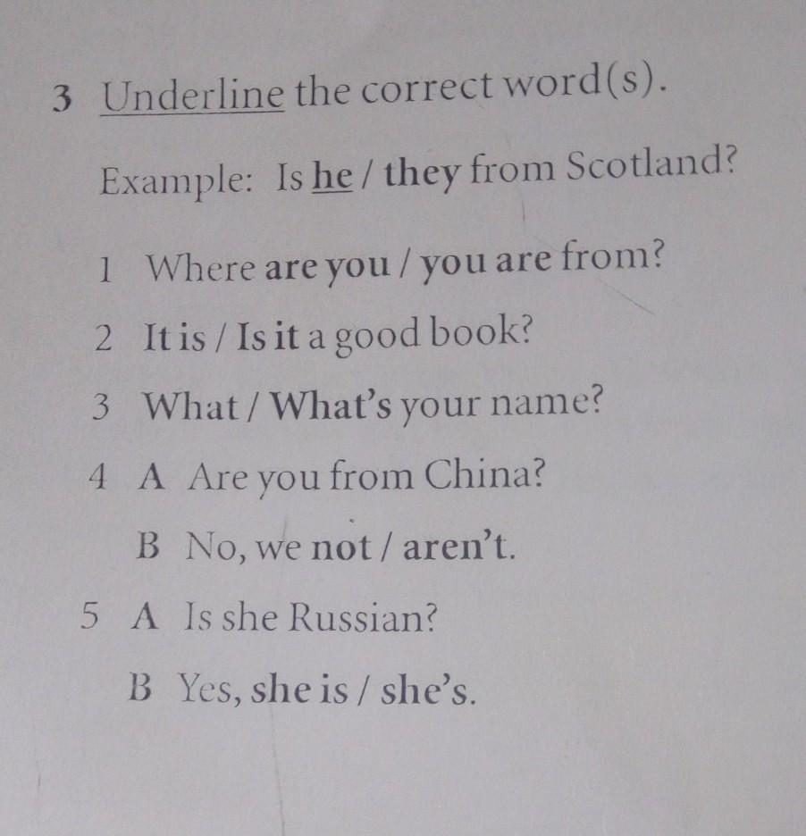 Underline the correct question word