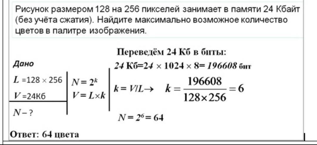 Рассчитайте объем видеопамяти необходимой для хранения графического изображения 1024 768