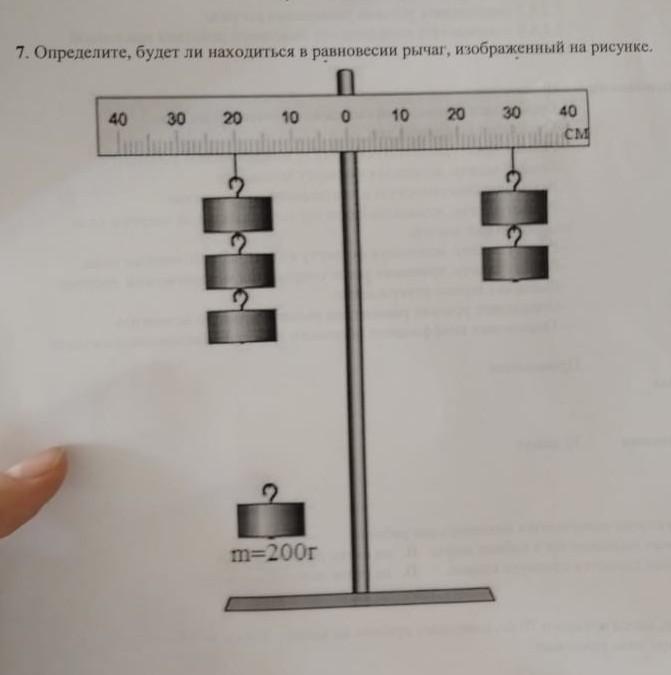 В равновесии ли находится рычаг изображенный на рисунке