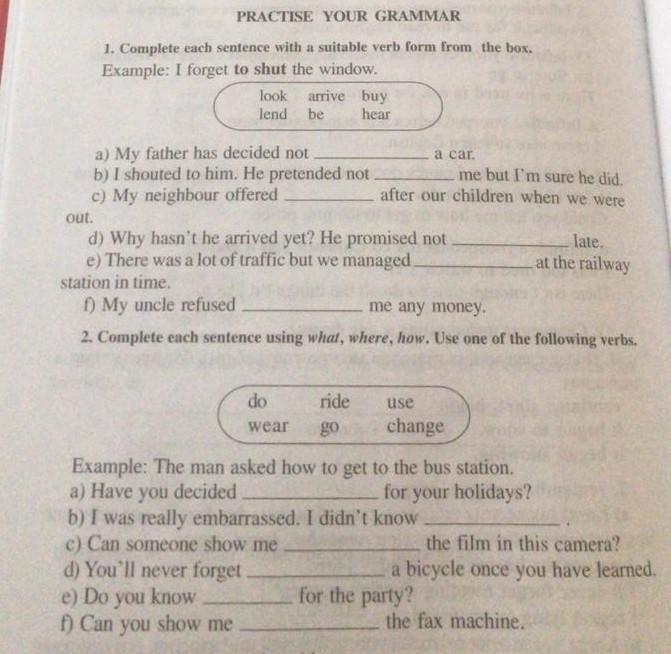 Choose the correct verb for each sentence