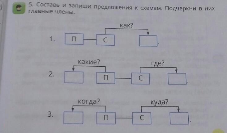 Состав и запиши предложения по схемам и