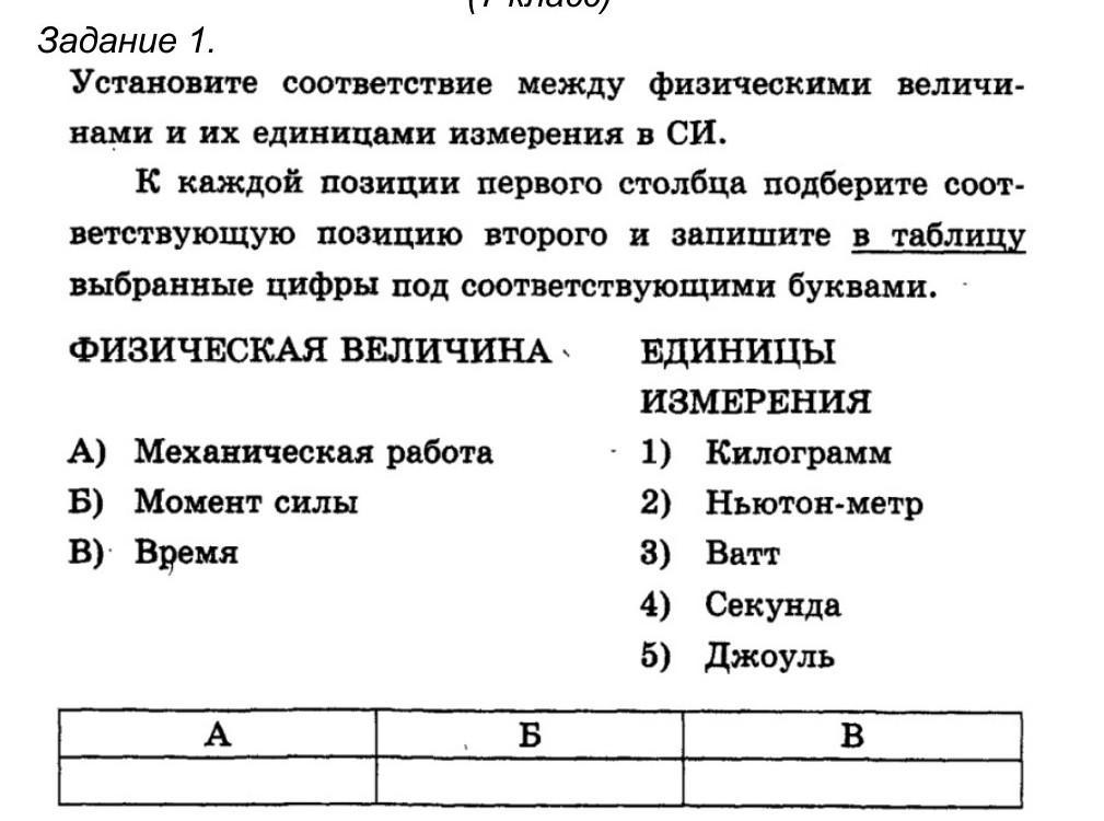 Каждой позиции первого столбца таблицы подберите