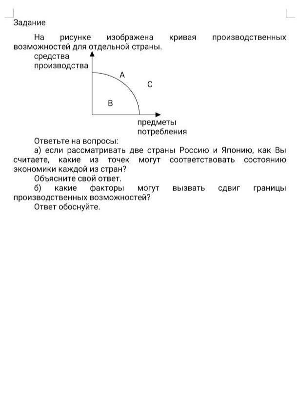 В стране имеющей показанную на рисунке кривую производственных возможностей решено производить q