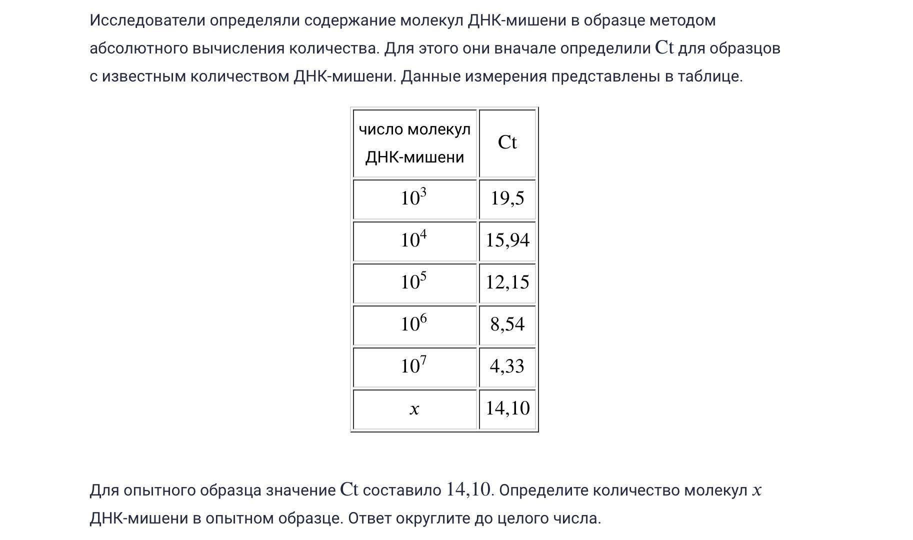 Определите число молекул днк. Исследователи определяли содержание молекул ДНК мишени. Как определить число молекул ДНК. Определение количества ДНК мишени в Опытном образце. Число молекул ДНК-мишени CT.