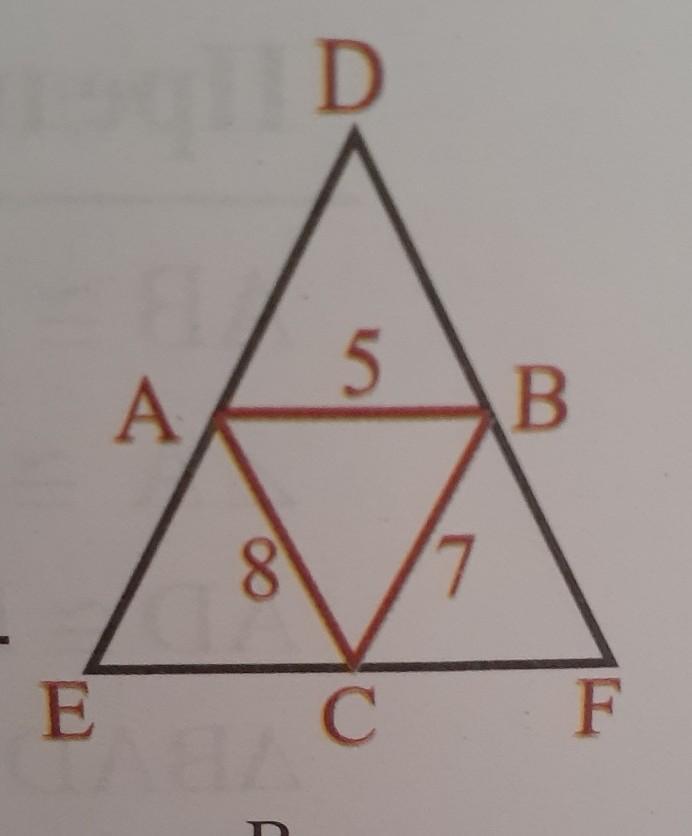 Где находится середина треугольника. Периметр треугольника Def. Треугольник d e f. Найдите de треугольник Def. Соотношение периметров треугольников.