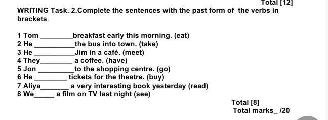 Unit 2 past forms