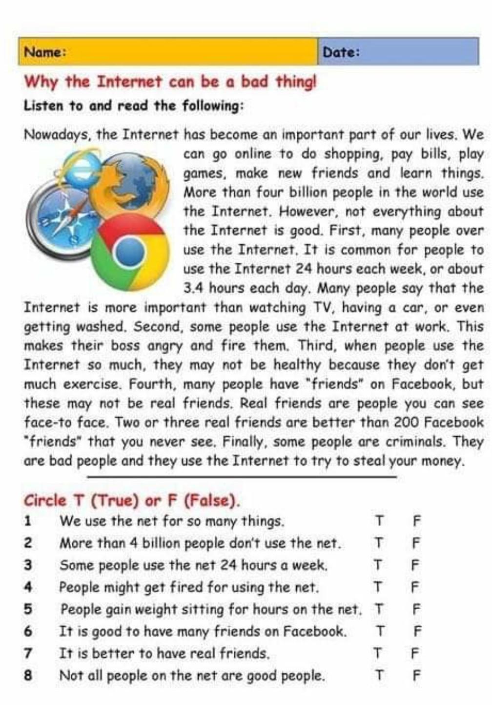 The internet text with exercises. Worksheets about Internet. Чтение текста the Internet. Internet Worksheets reading Comprehension. Role of Internet Worksheets.