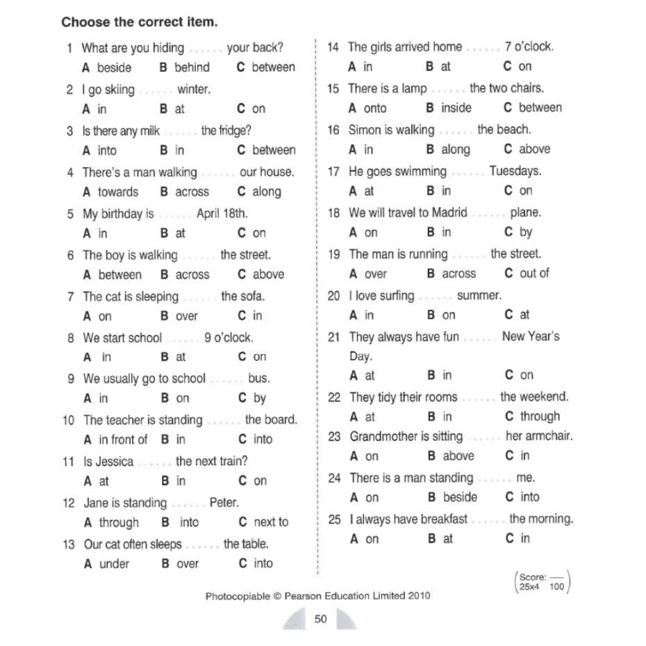 Грамматический тест по английскому языку ответы