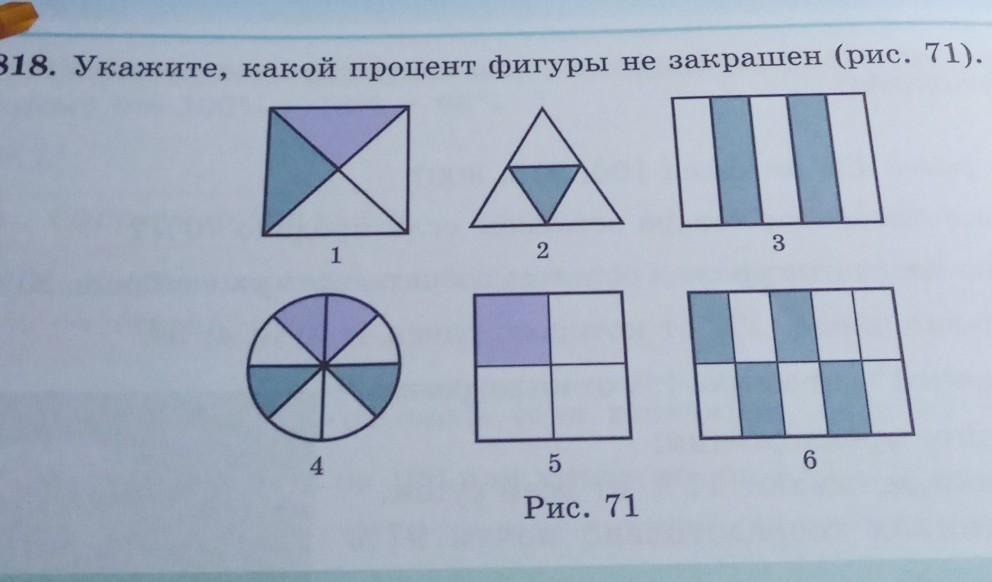 Проценты фигуры. Укажите какой процент фигуры не закрашено. Закрасьте фигуры с полезными. На каком из рисунков закрашена самая маленькая площадь. Найди сколько процентов фигуры не закрашено синим цветом.