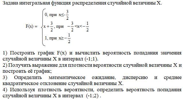 Функция распределения случайной величины х