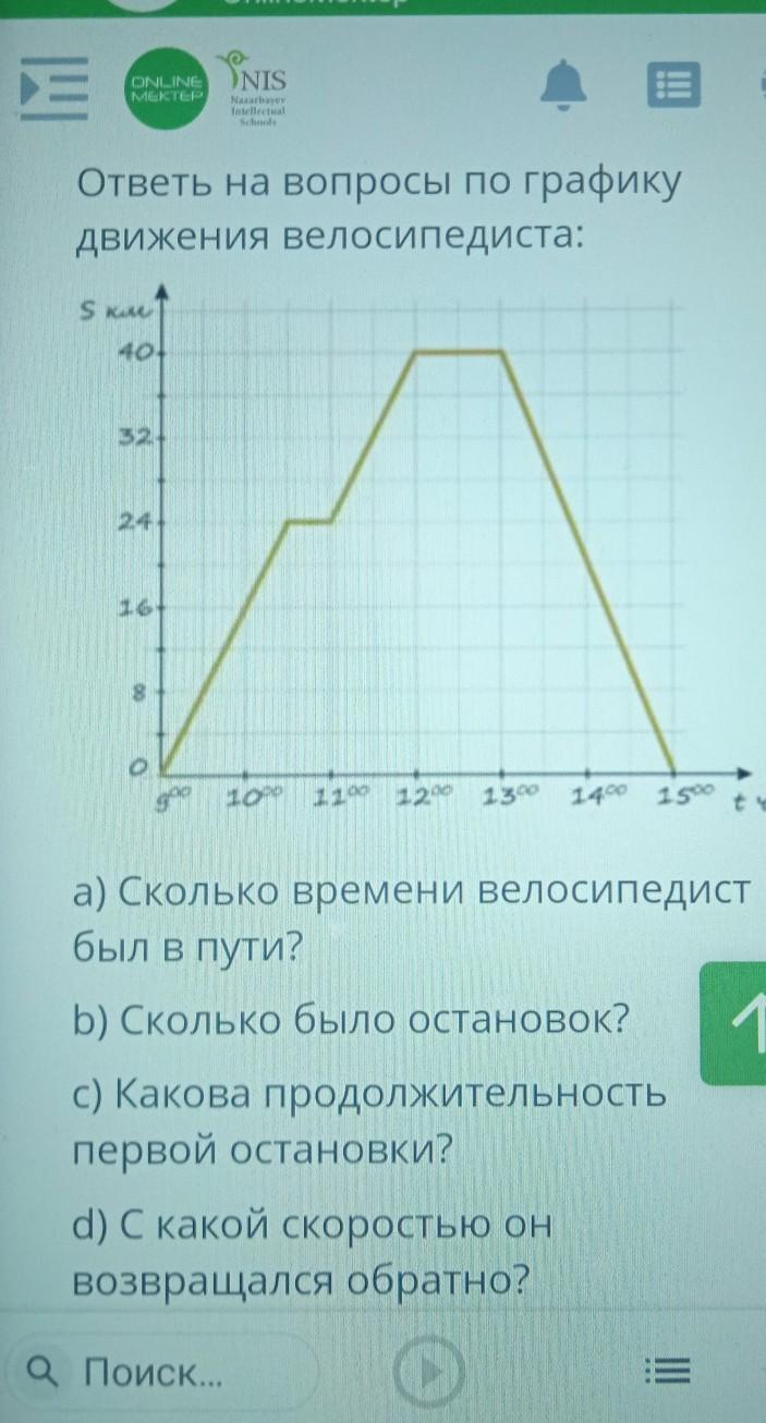 График движения велосипедиста. Ответы на вопросы по графику движения велосипедиста. 1,8 Часа по графику сколько будет.